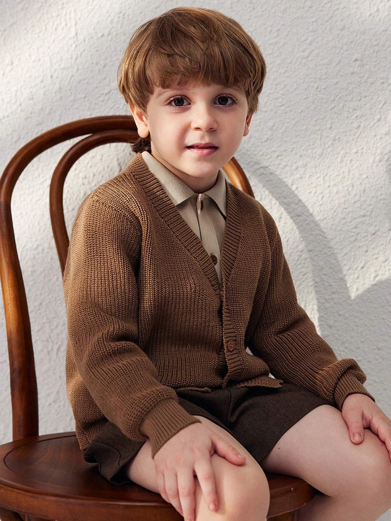 Cardigan Garçon Blossori Brun Style Français