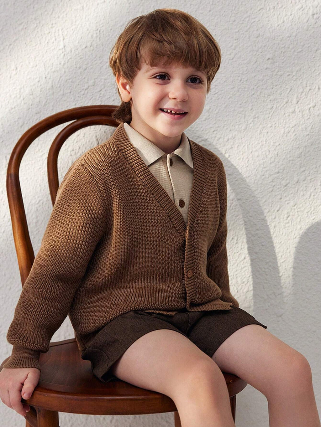 Cardigan Garçon Blossori Brun Style Français