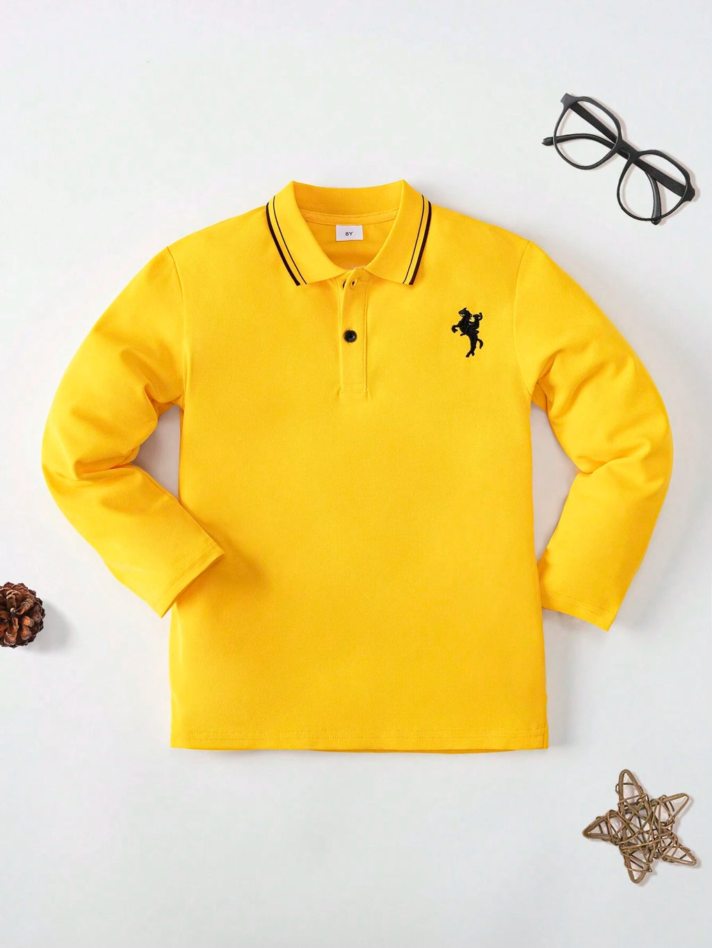Boys' Yellow Knight Embroidery Polo