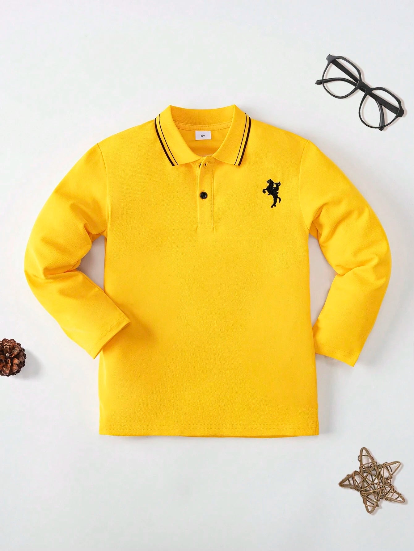 Boys' Yellow Knight Embroidery Polo