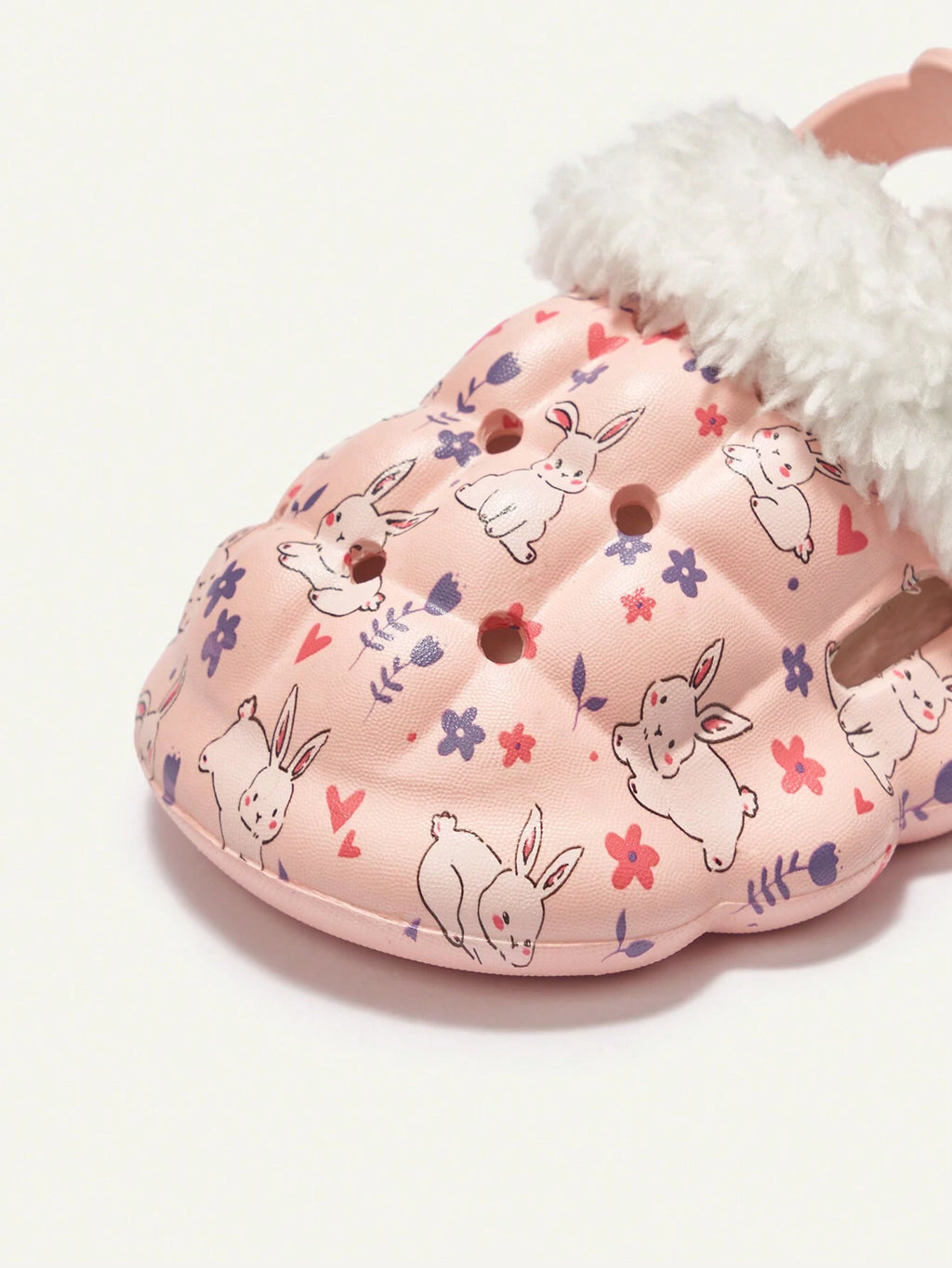 Girls' Pink Bunny Warm Thermal-Lined Garden Slippers Pink