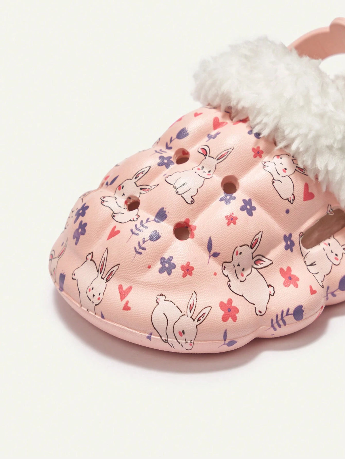 Girls' Pink Bunny Warm Thermal-Lined Garden Slippers Pink