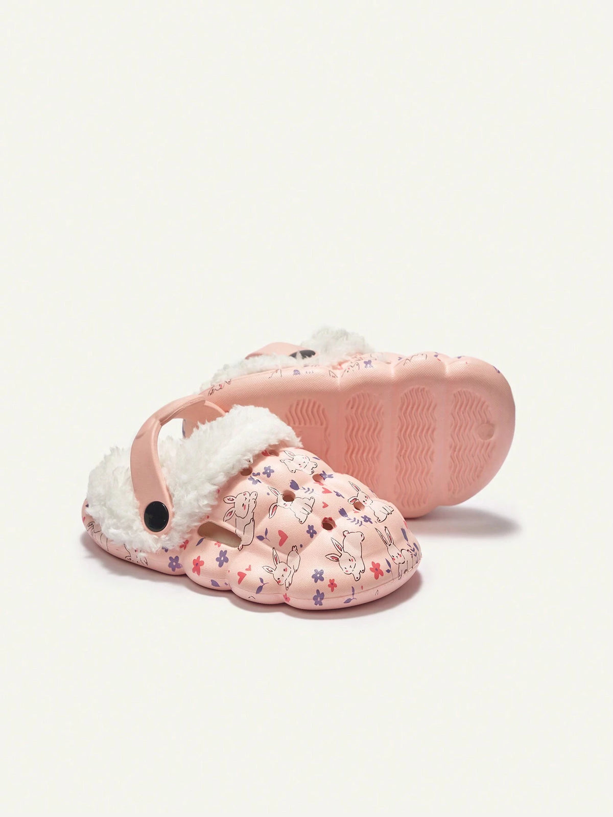 Girls' Pink Bunny Warm Thermal-Lined Garden Slippers Pink