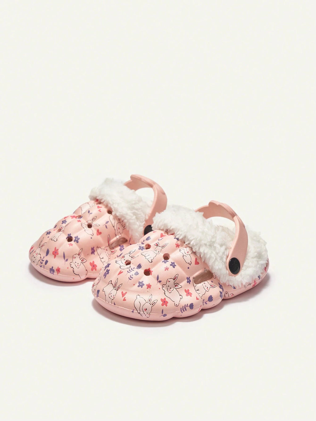 Girls' Pink Bunny Warm Thermal-Lined Garden Slippers Pink