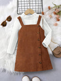Girls' College Style Overall Dress Set