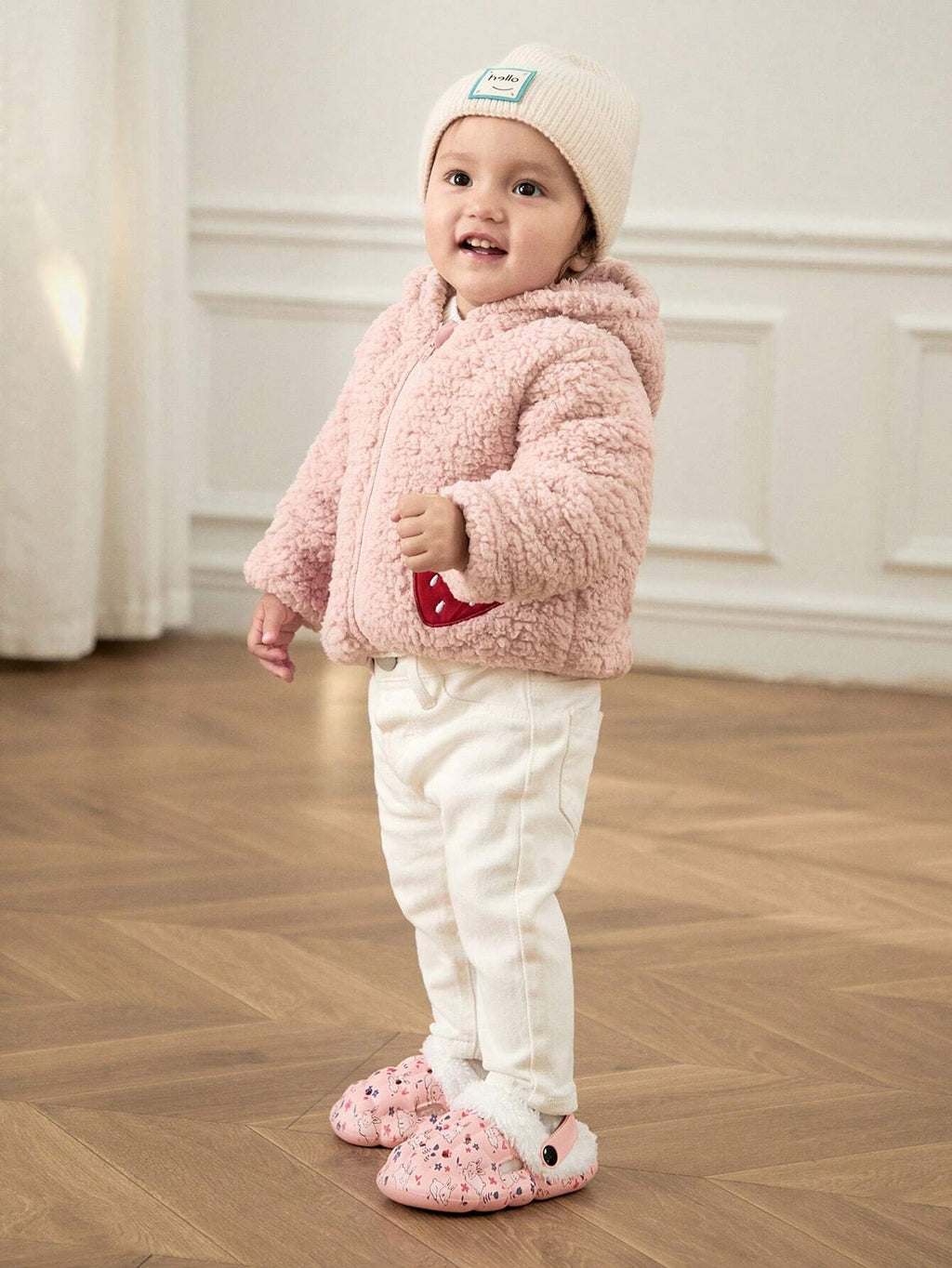 Girls' Pink Bunny Warm Thermal-Lined Garden Slippers Pink