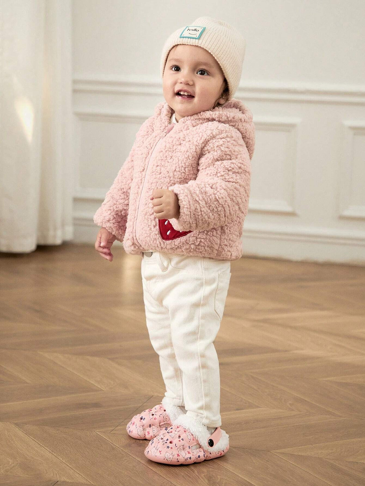 Girls' Pink Bunny Warm Thermal-Lined Garden Slippers Pink