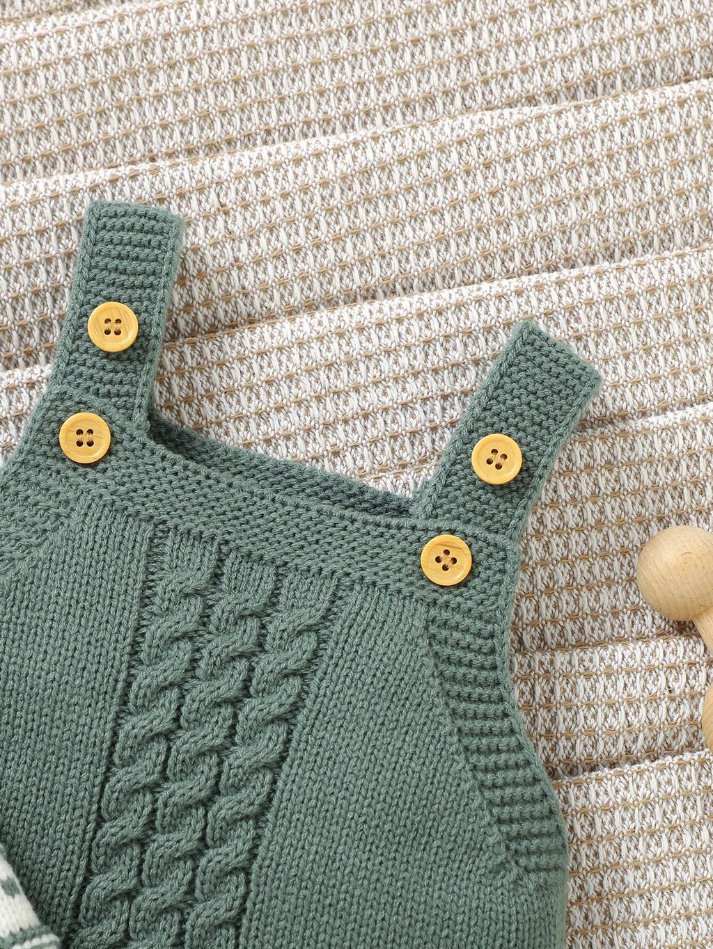 Vintaside Baby Boy Green Striped Cardigan Overalls Set Green