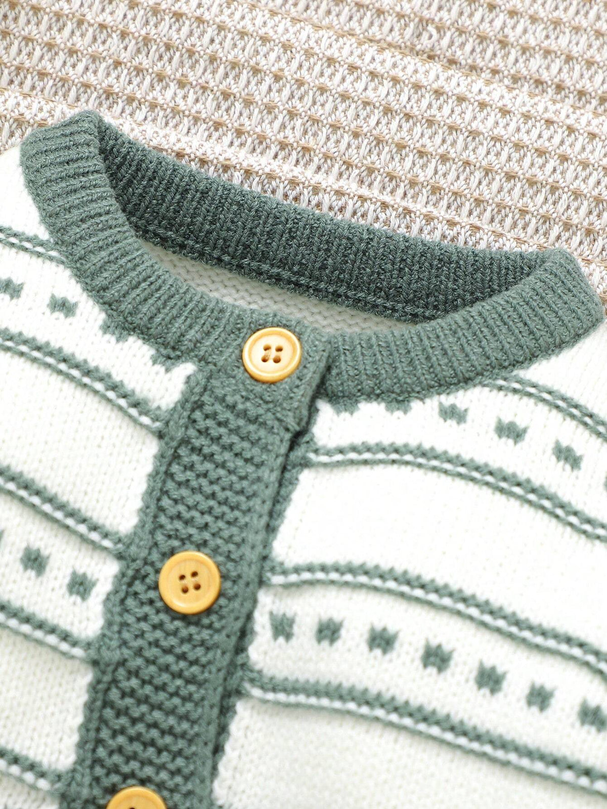 Vintaside Baby Boy Green Striped Cardigan Overalls Set Green