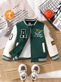 Boys' Letter Print Color Block Baseball Jacket
