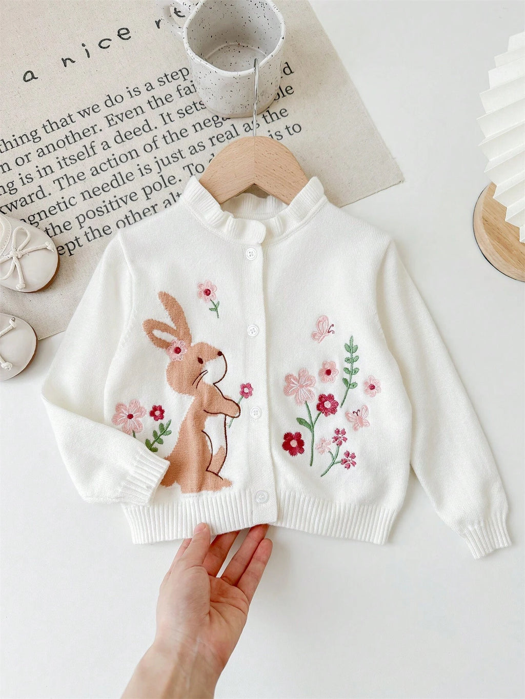 Baby Girl Cute Cartoon Print Long Sleeve Cardigan Sweater
