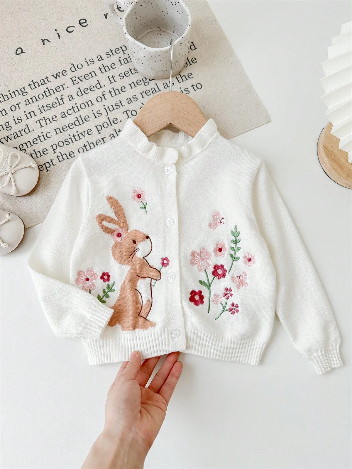 Baby Girl Cute Cartoon Print Long Sleeve Cardigan Sweater