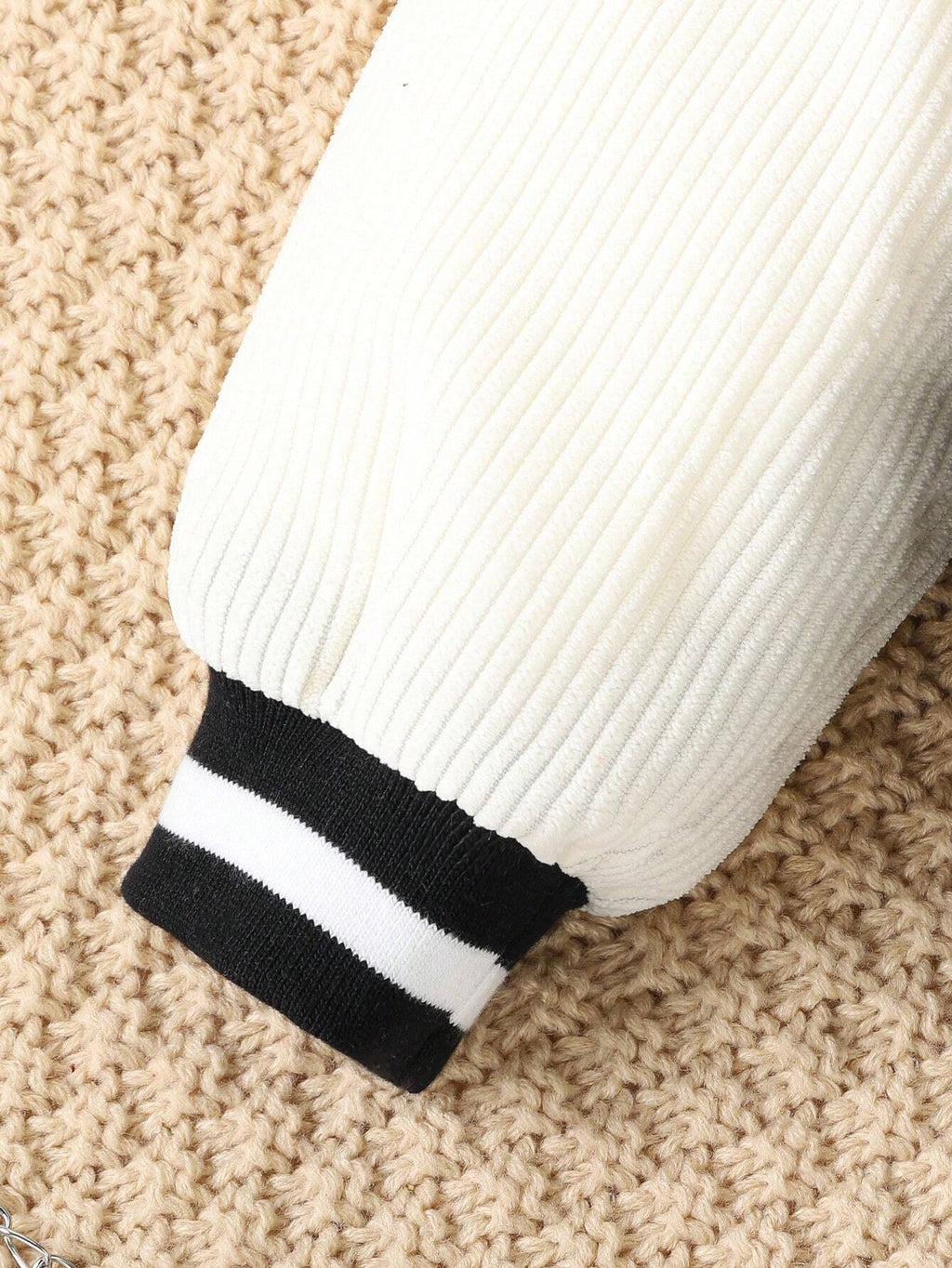 Ensemble 2 pièces pour jeune fille composé d'une veste de baseball et d'une jupe en velours côtelé, noir