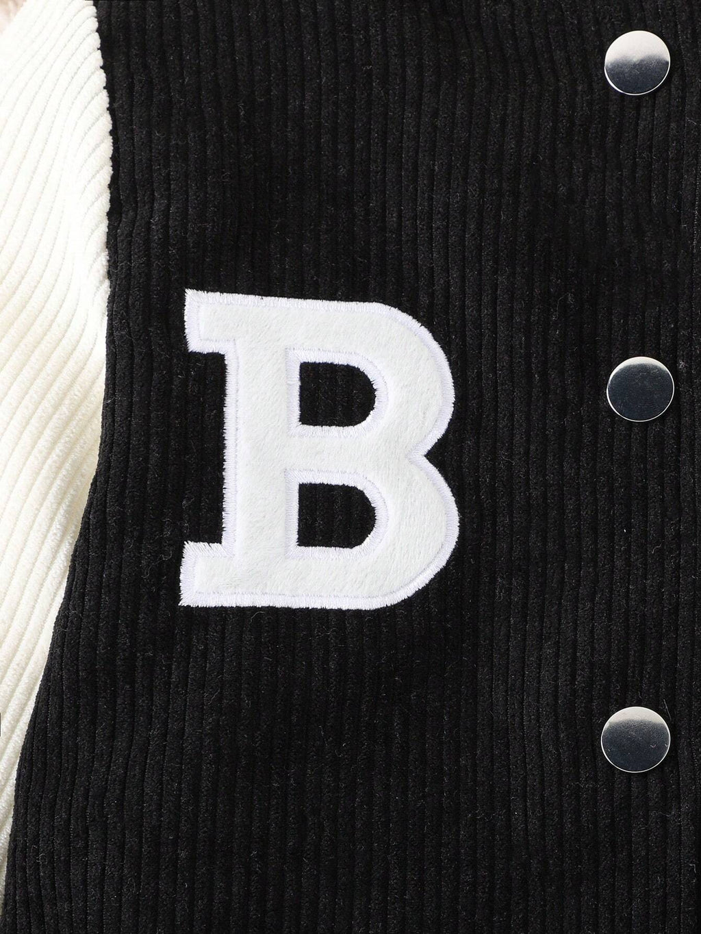 Ensemble 2 pièces pour jeune fille composé d'une veste de baseball et d'une jupe en velours côtelé, noir