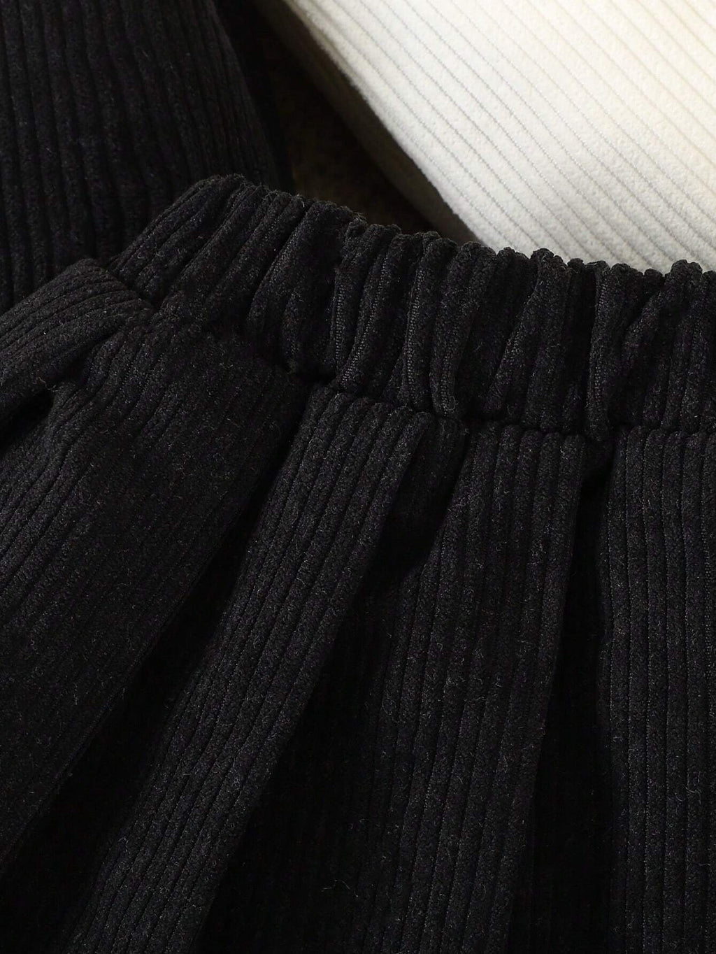 Ensemble 2 pièces pour jeune fille composé d'une veste de baseball et d'une jupe en velours côtelé, noir
