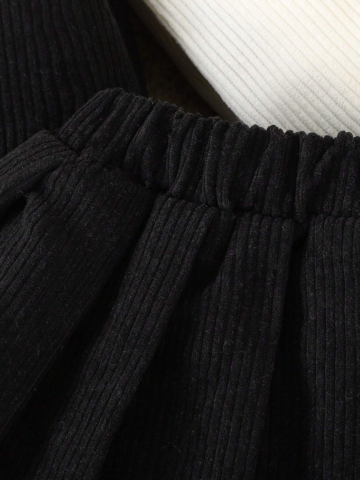 Ensemble 2 pièces pour jeune fille composé d'une veste de baseball et d'une jupe en velours côtelé, noir