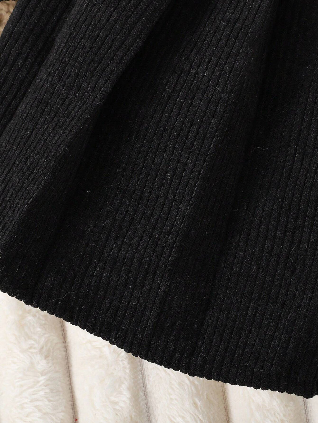 Ensemble 2 pièces pour jeune fille composé d'une veste de baseball et d'une jupe en velours côtelé, noir