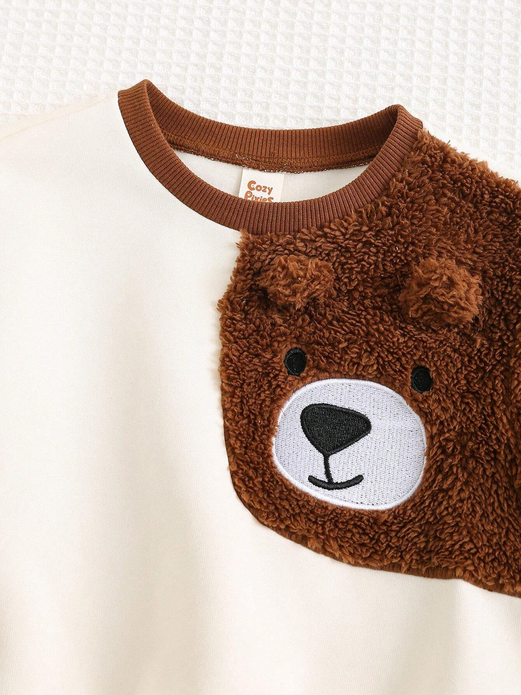 Ensemble sweat-shirt et pantalon de jogging à blocs de couleurs Cozy Pixies pour bébé garçon, motif ours
