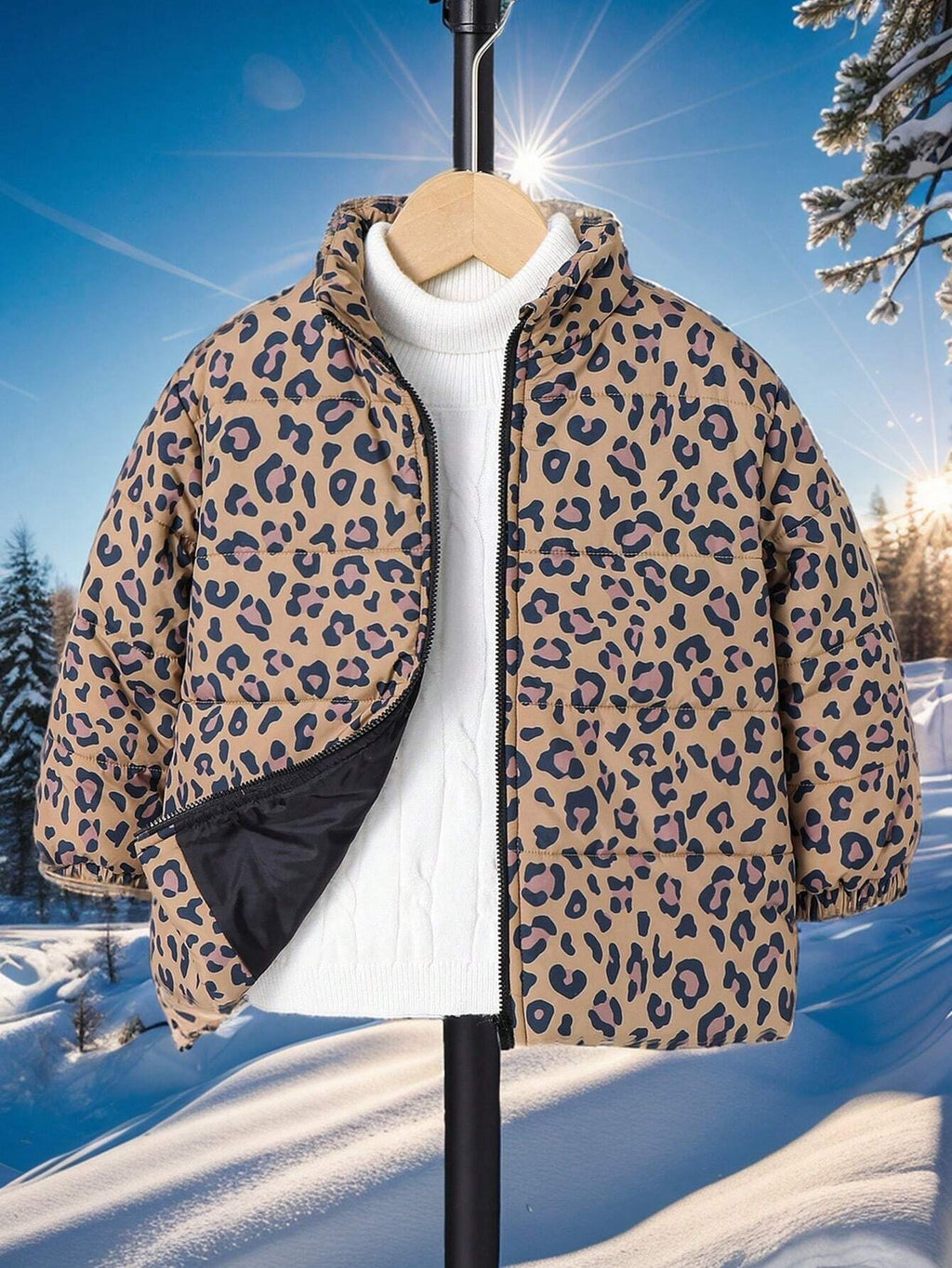 Boys' Leopard Print Collegiate Padded Coat