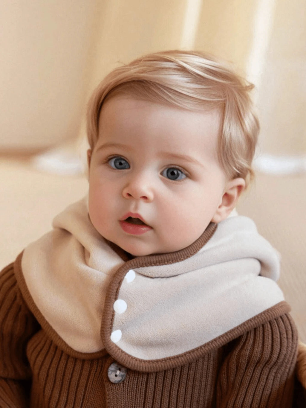 Baby Bear Ear Hooded Fleece Scarf Hat Brown