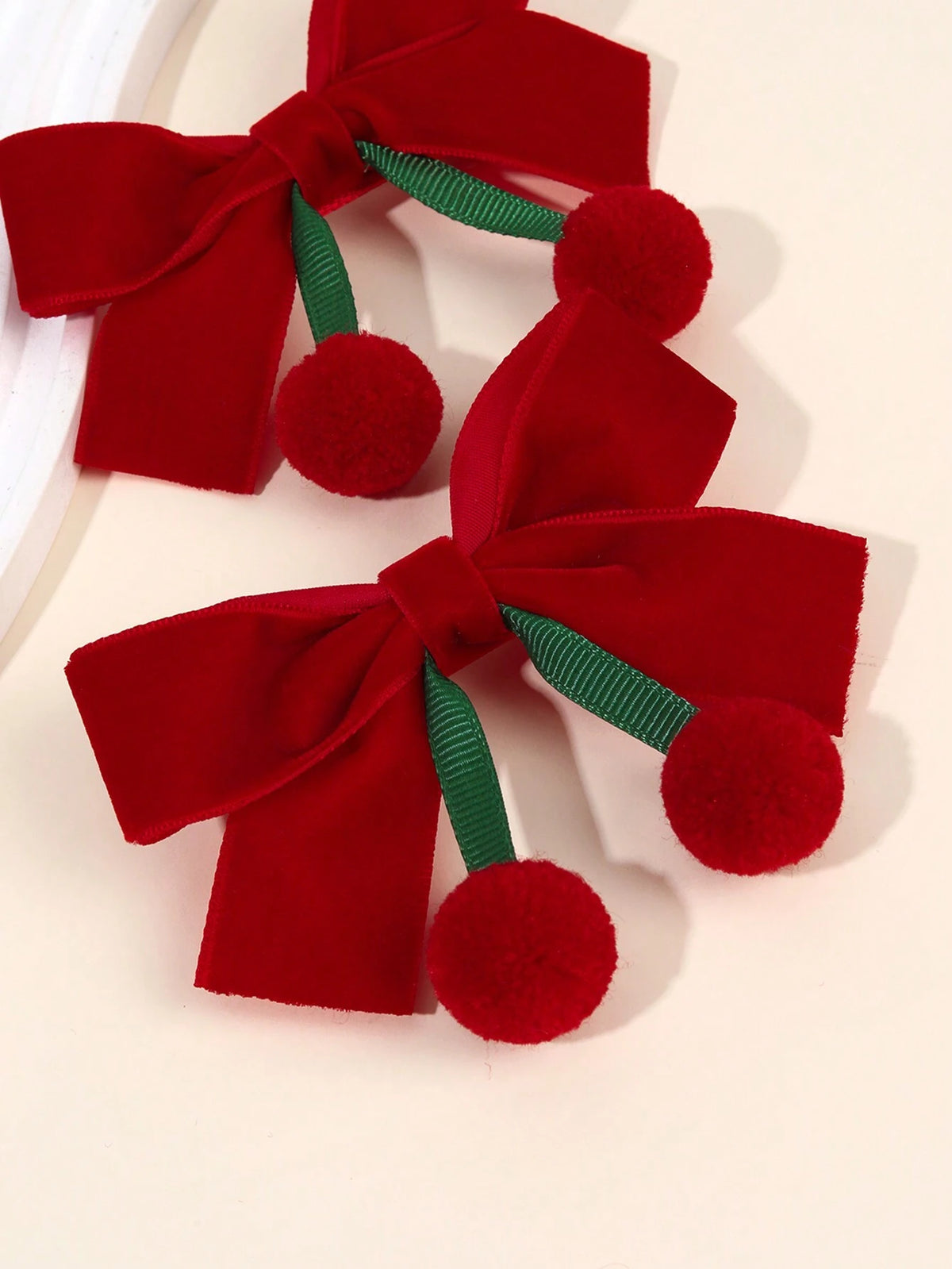 Kids' Cherry Bow & Tassel Red Hair Clips 2-Pack
