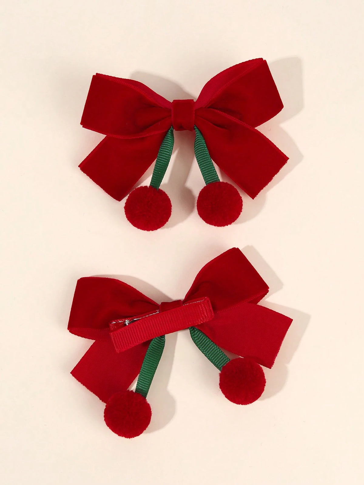 Kids' Cherry Bow & Tassel Red Hair Clips 2-Pack
