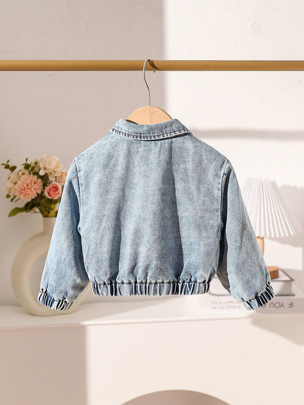 Playful Pals Baby Girl Flap Pocket Teddy Lined Denim Jacket Blue