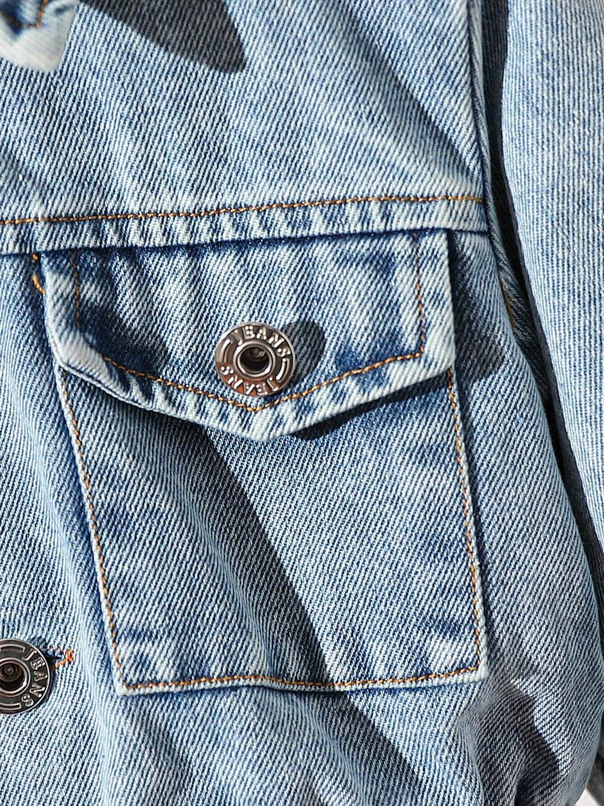 Playful Pals Baby Girl Flap Pocket Teddy Lined Denim Jacket Blue