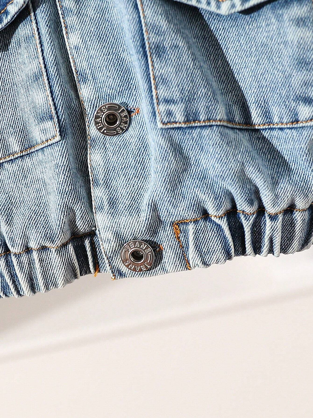 Playful Pals Baby Girl Flap Pocket Teddy Lined Denim Jacket Blue