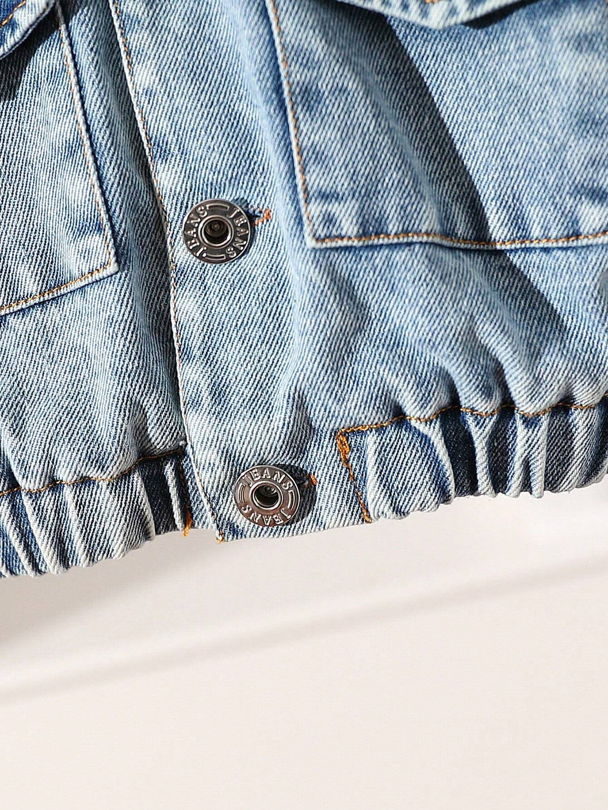 Playful Pals Baby Girl Flap Pocket Teddy Lined Denim Jacket Blue