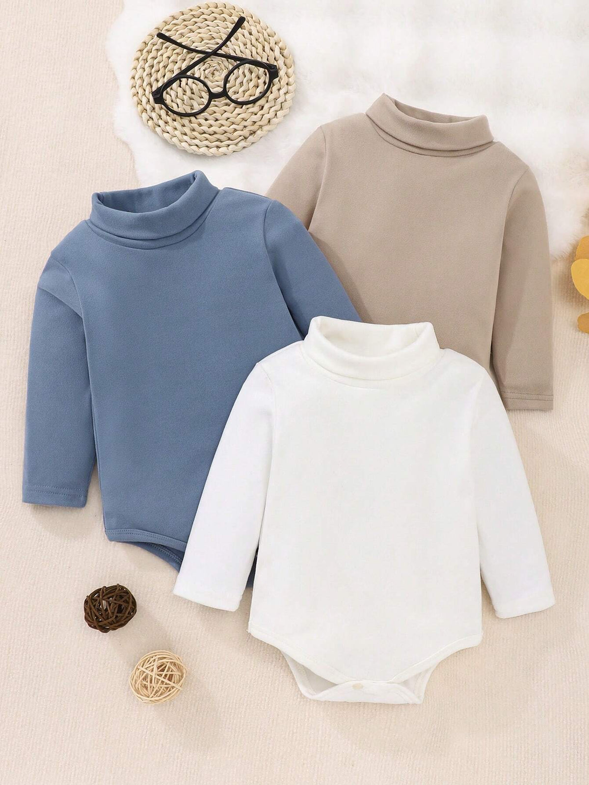 Baby Boy Thermal Fleece High Collar Bodysuit