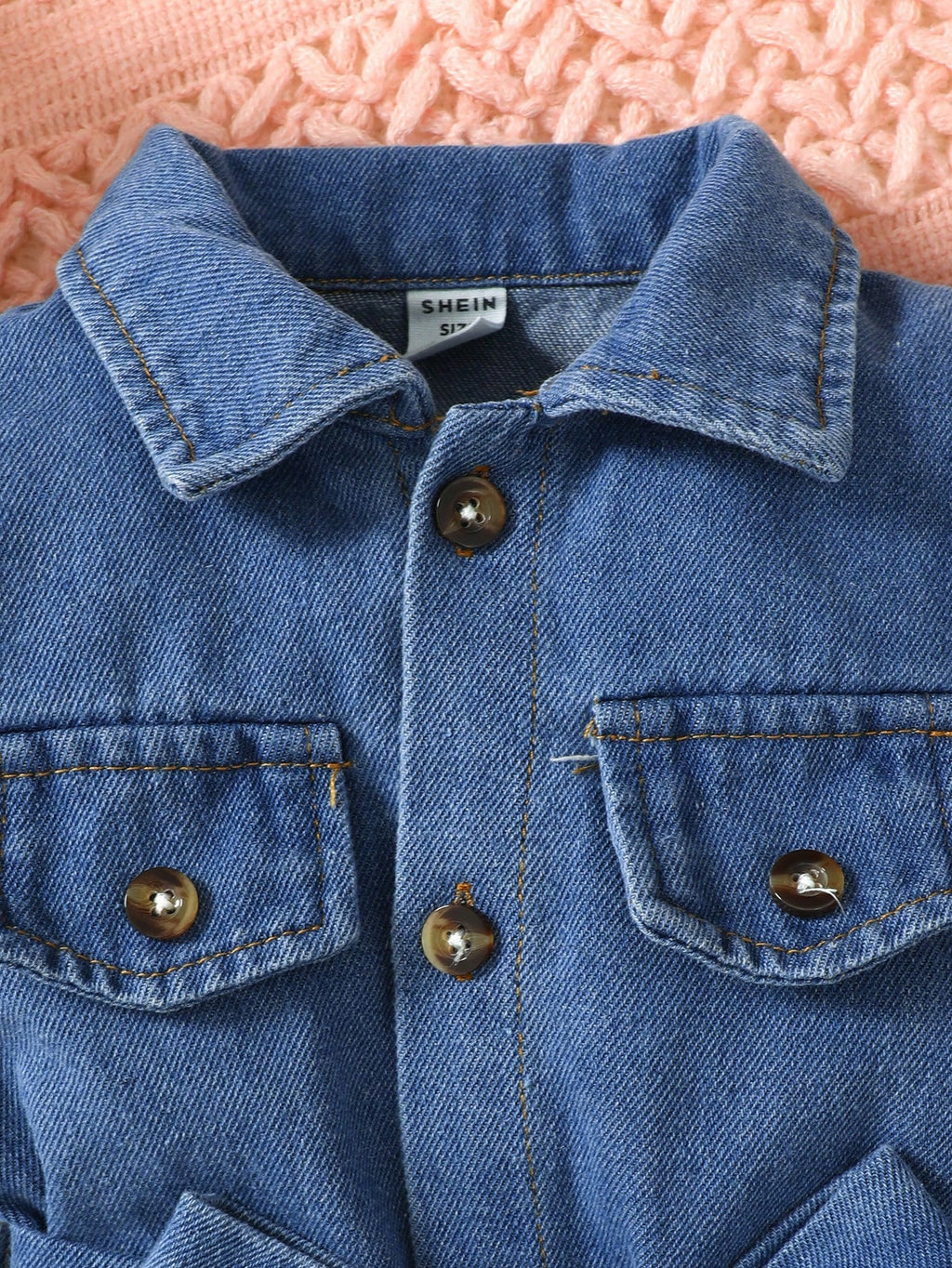 Baby Girl Cap Sleeve Heart Decor Washed Denim Jumpsuit