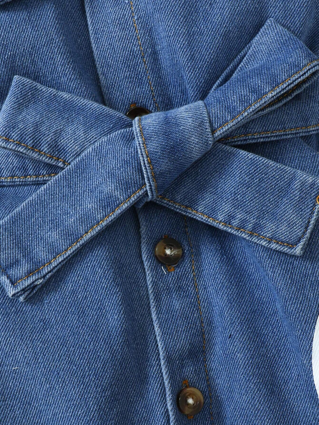 Baby Girl Cap Sleeve Heart Decor Washed Denim Jumpsuit