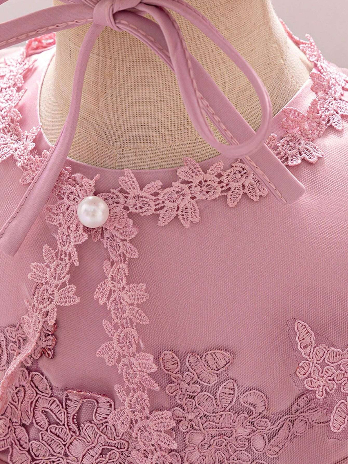 Baby Girl Short Sleeve Lace Party Baptism Dress