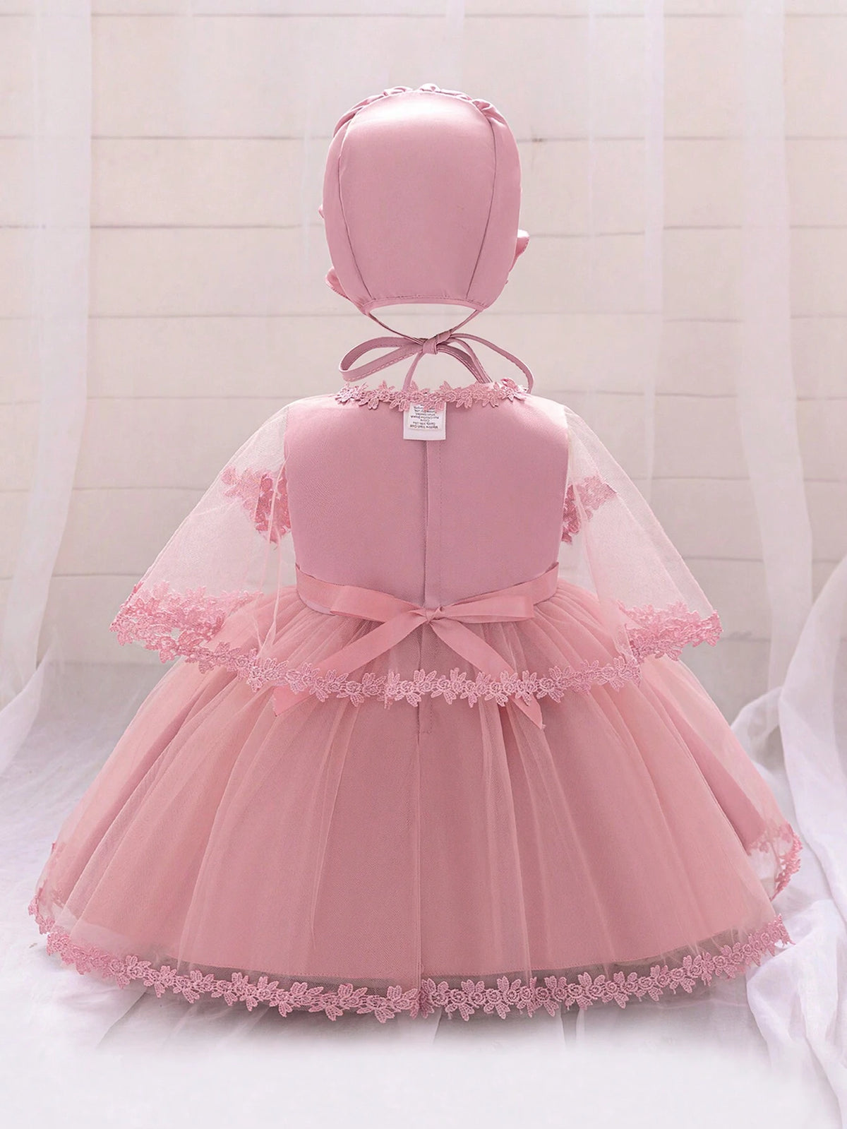 Baby Girl Short Sleeve Lace Party Baptism Dress