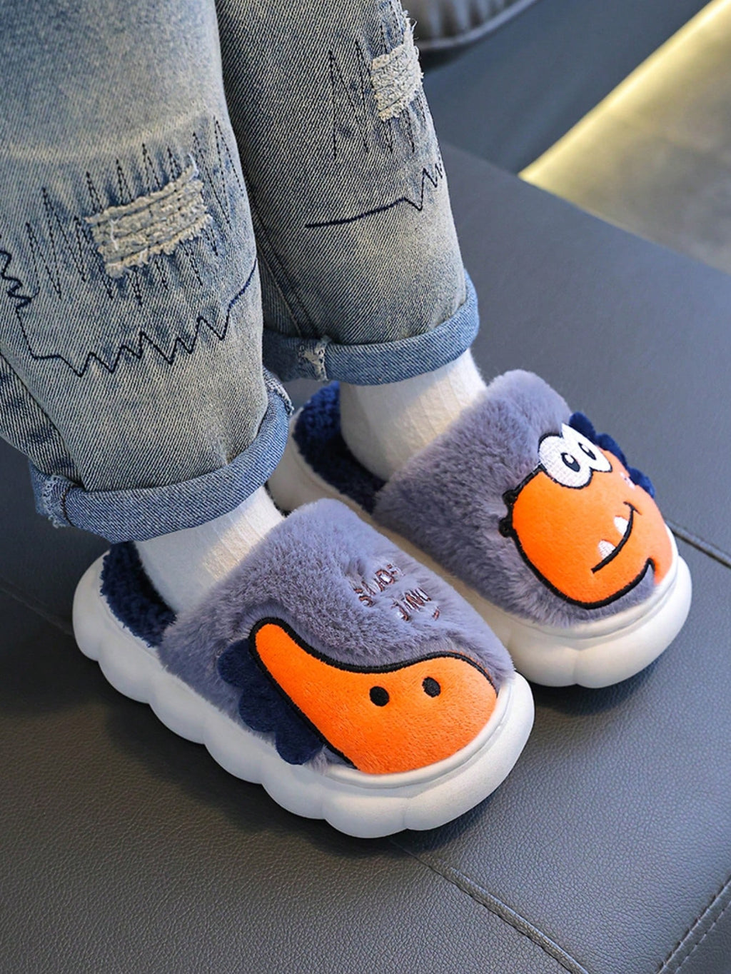 Bambinoo x Playful Pals Chaussons d'intérieur antidérapants pour enfants dinosaure