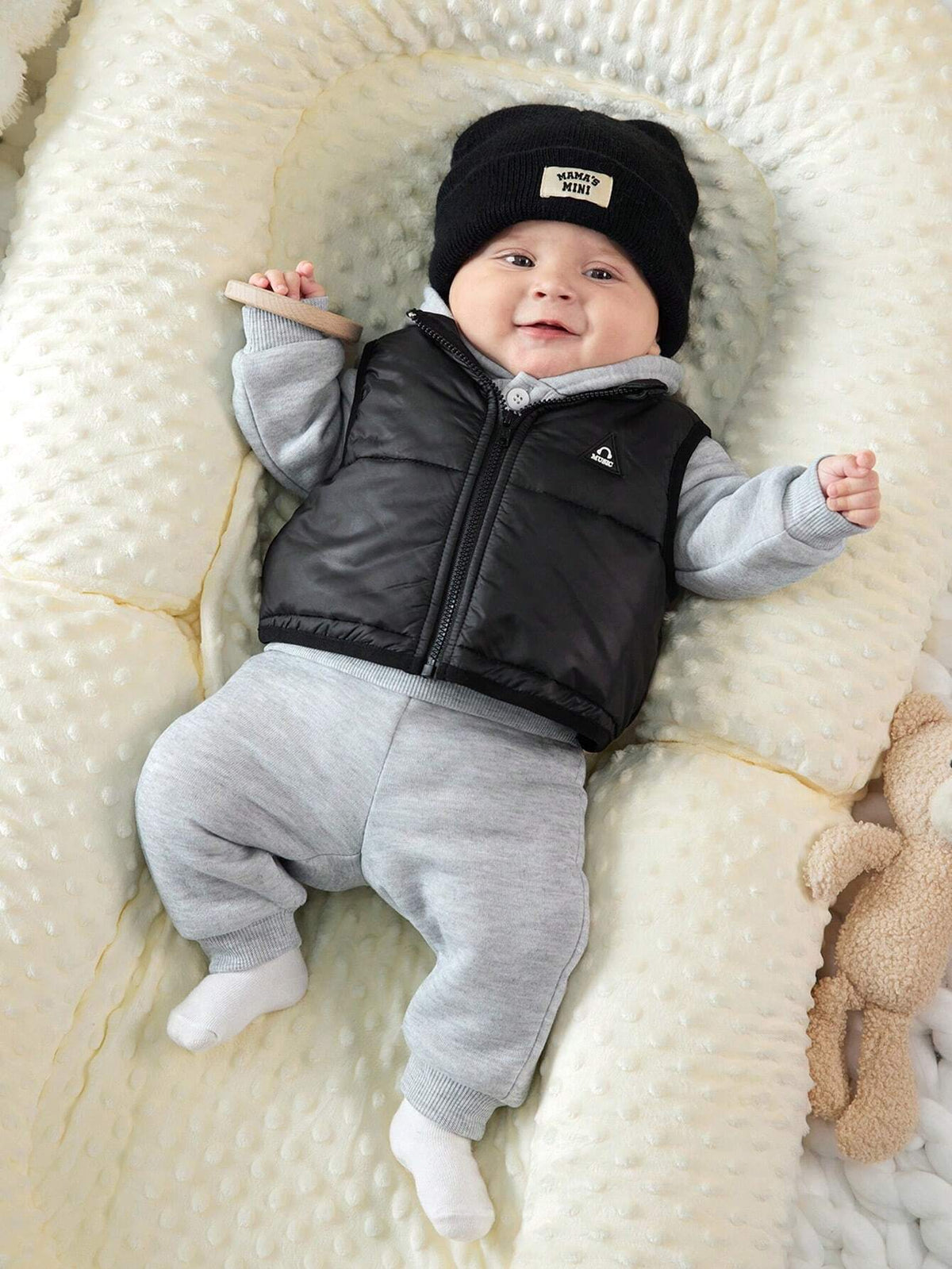 Newborn Baby 3pc Hooded Sweatshirt Vest Set