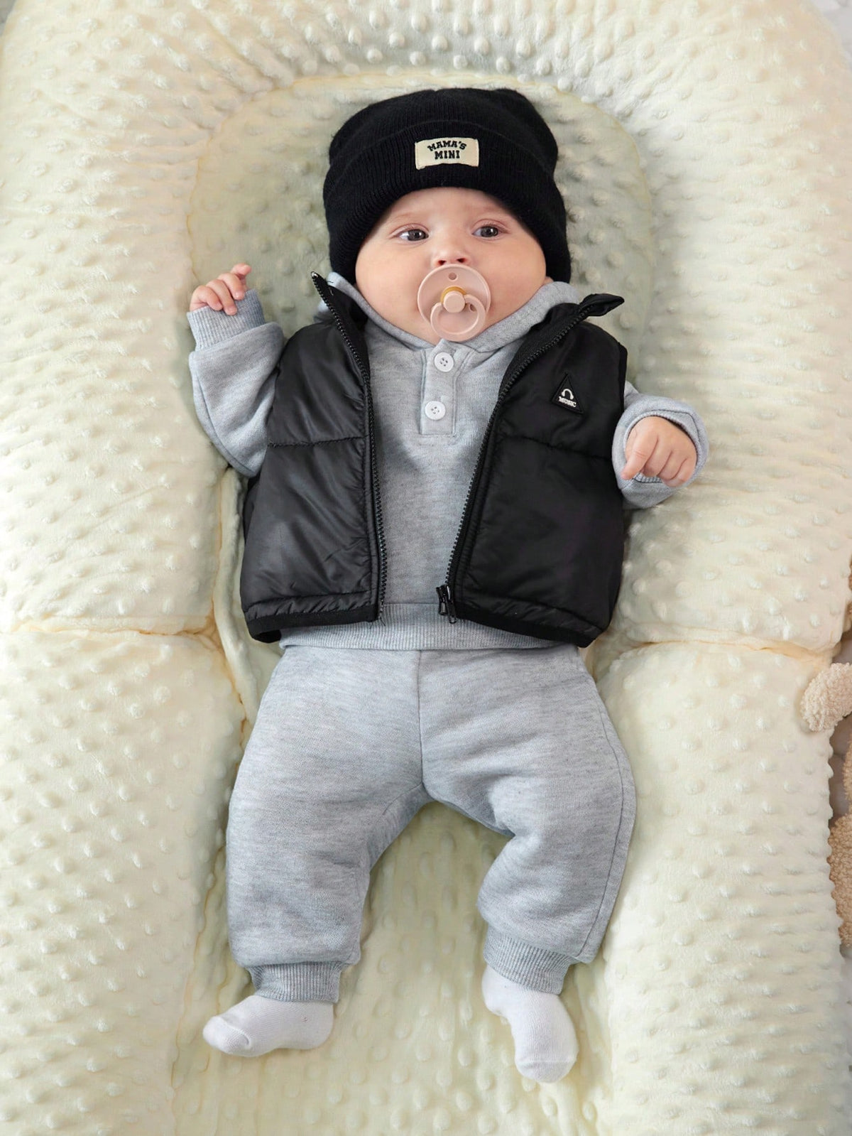 Newborn Baby 3pc Hooded Sweatshirt Vest Set