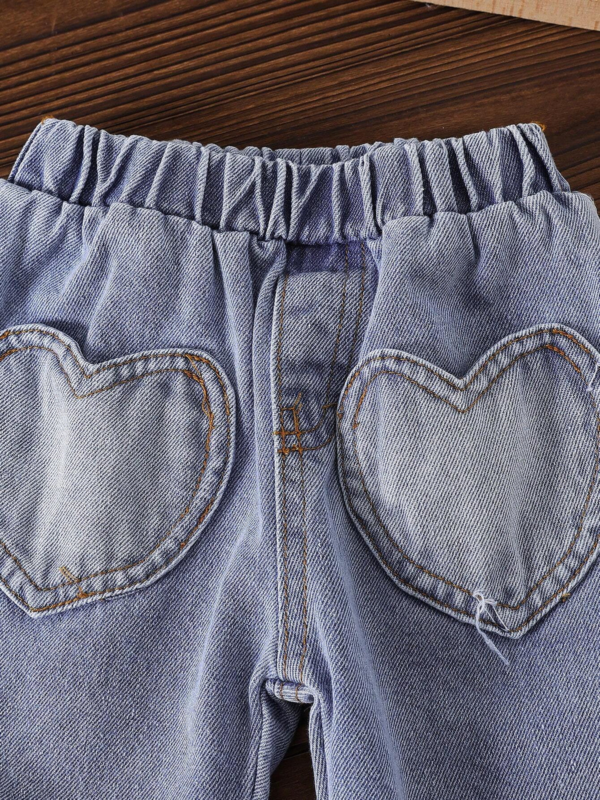 Baby Girl White Embroidered Fleece Jacket Denim Set - White