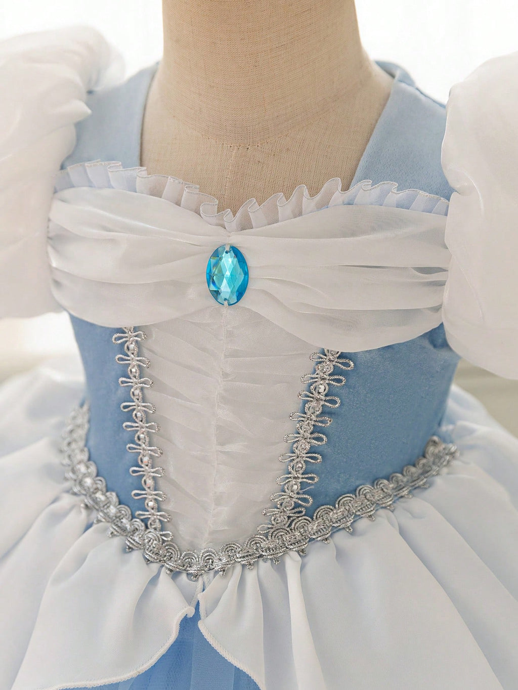 Baby Girl Flower Print Puff Sleeve Mesh Tulle Princess Ball Gown