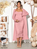Loomaby Casual Long-Sleeve Jacket & Dress Maternity Set