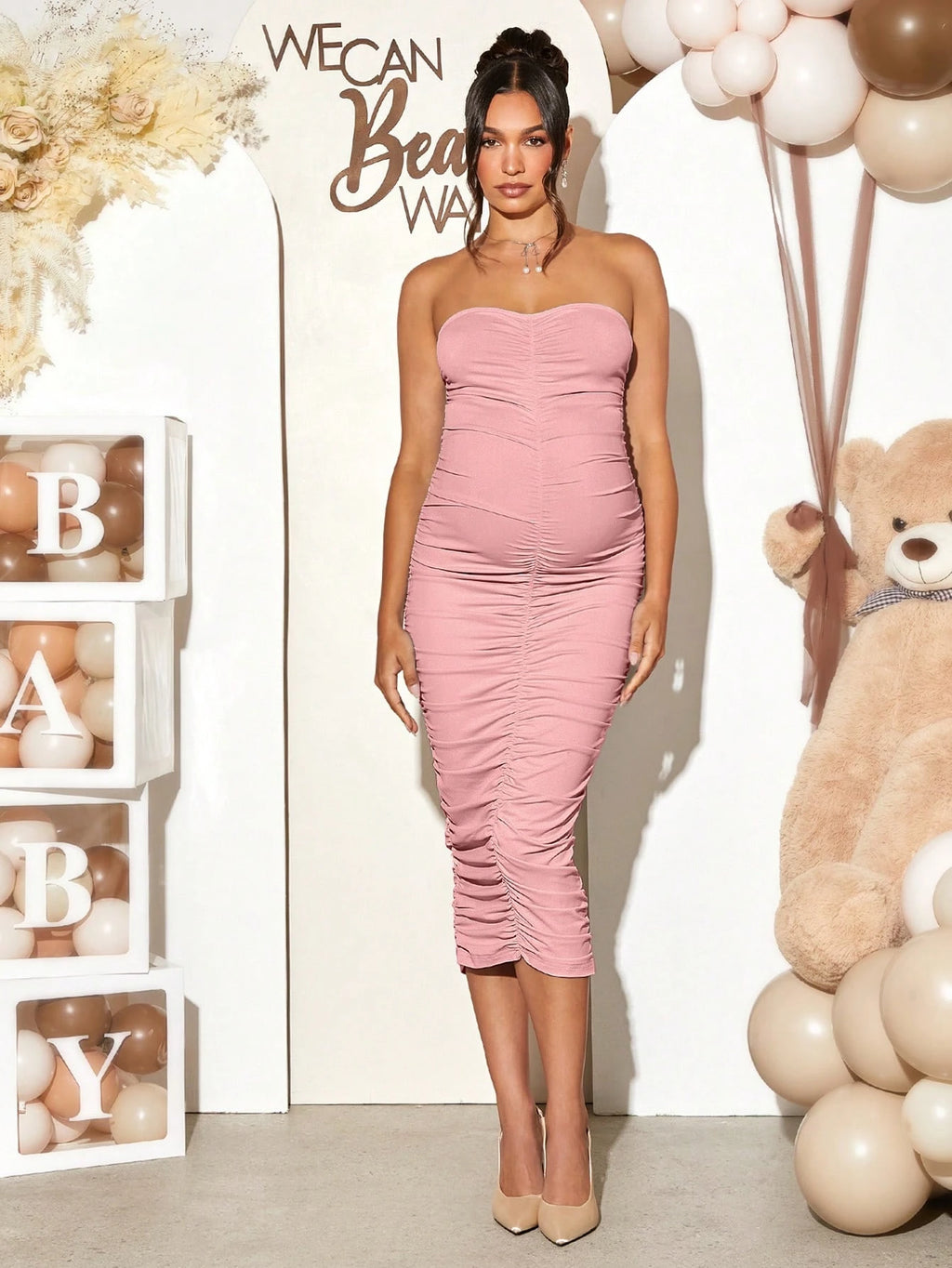 Loomaby Casual Long-Sleeve Jacket & Dress Maternity Set