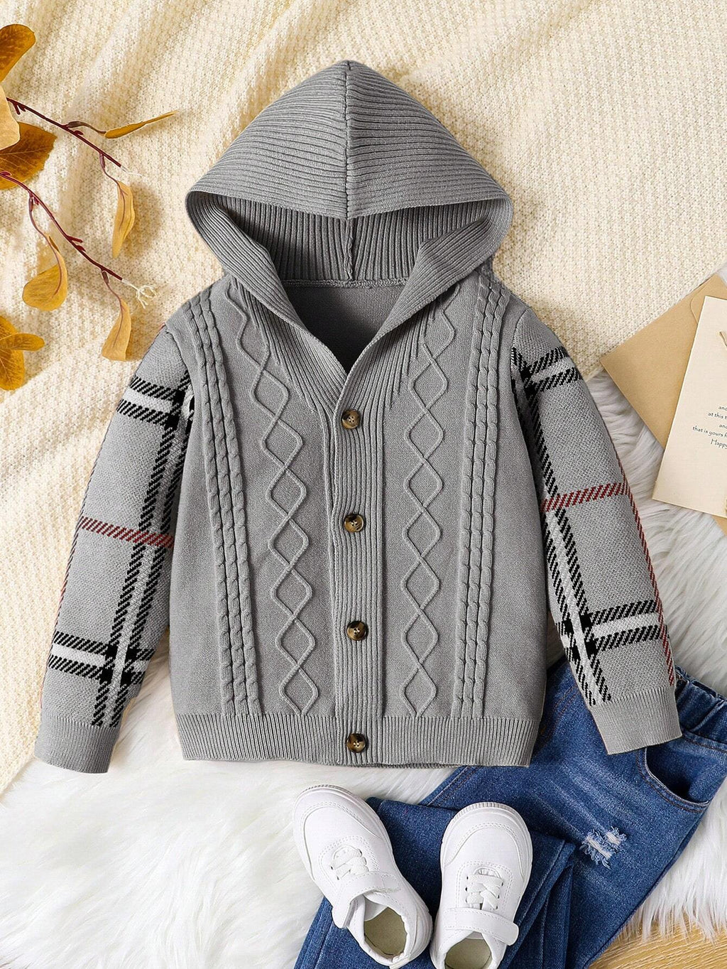 Sweat Capuche Garçon Carreaux