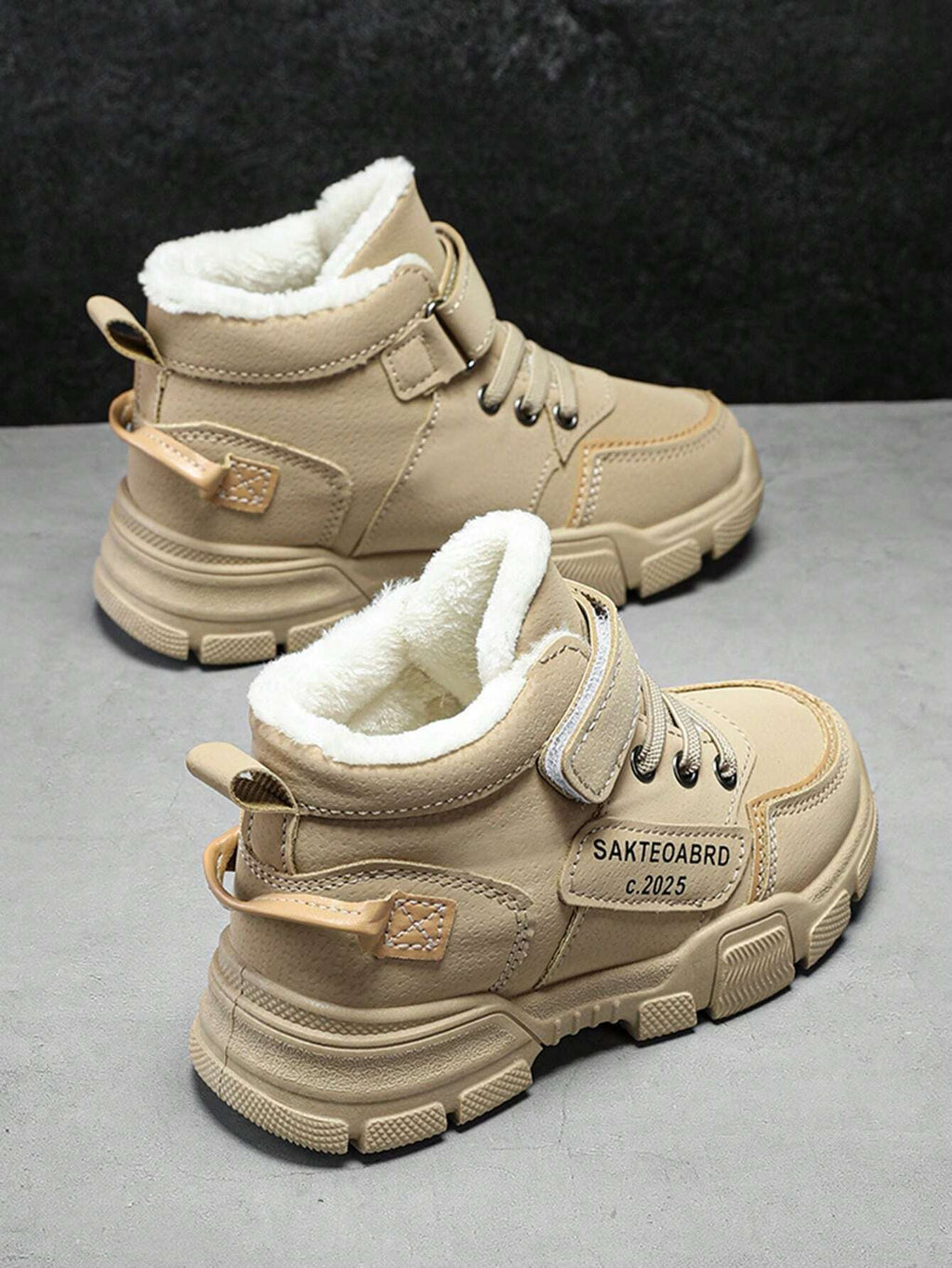 Bottes enfant hiver thermique doublées chaudes mode décontractée extérieur kaki