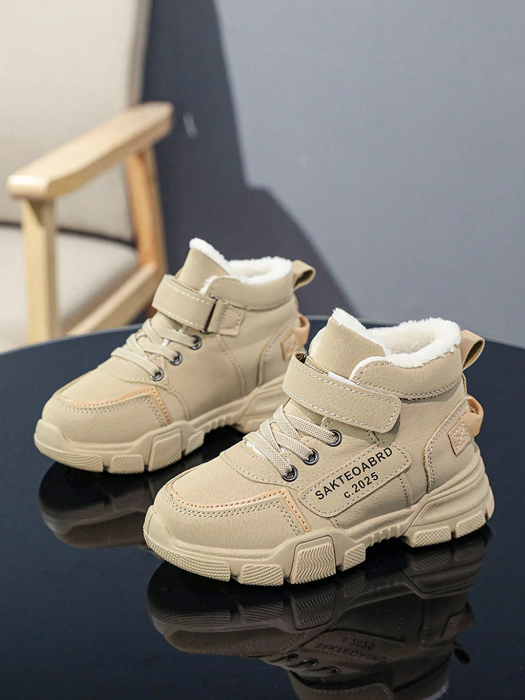 Bottes enfant hiver thermique doublées chaudes mode décontractée extérieur kaki