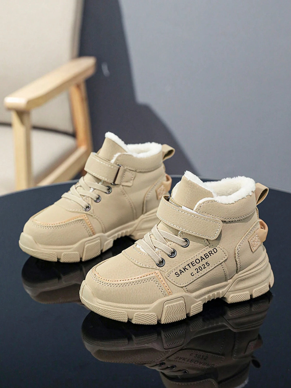 Bottes enfant hiver thermique doublées chaudes mode décontractée extérieur kaki
