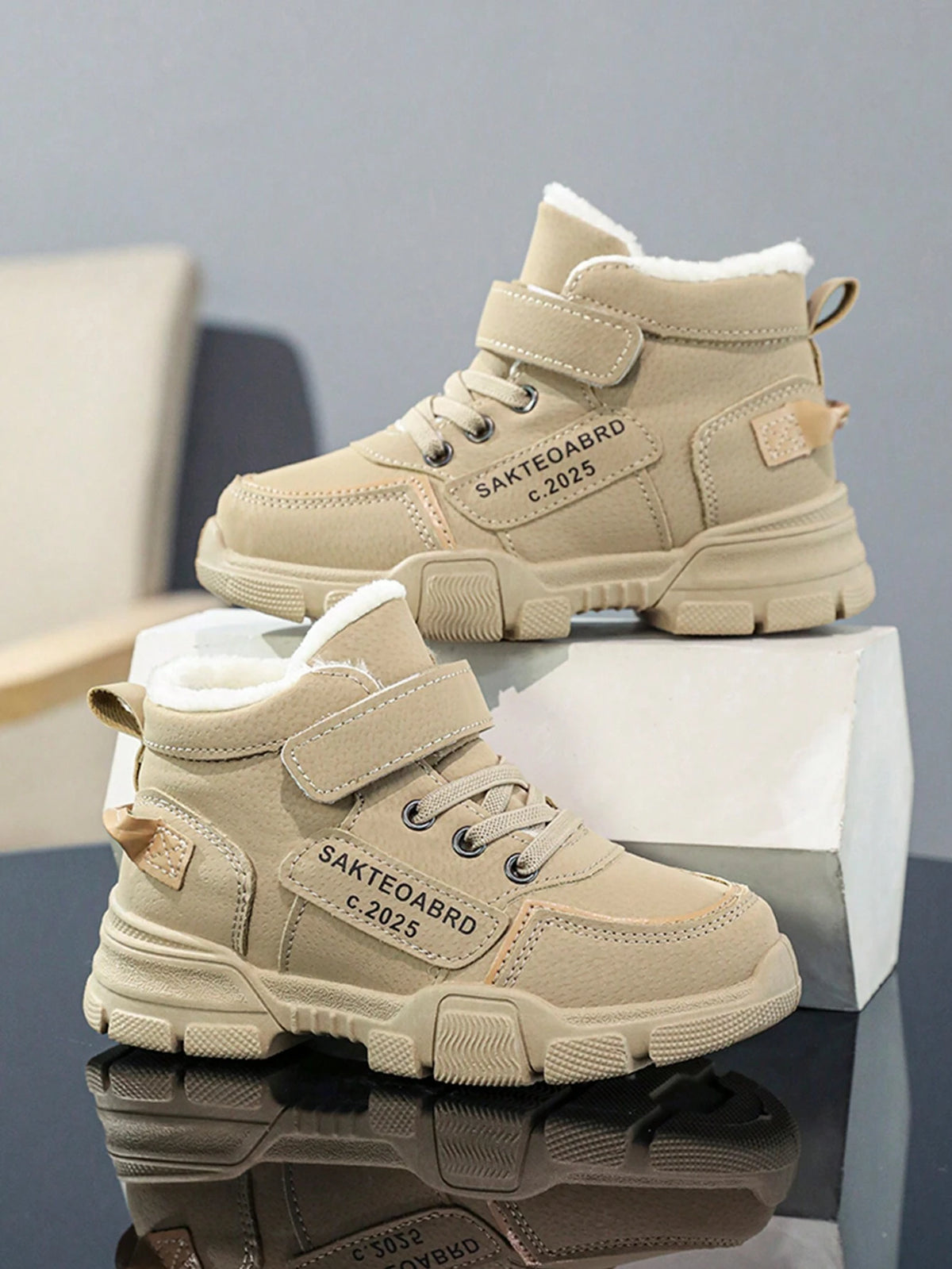 Bottes enfant hiver thermique doublées chaudes mode décontractée extérieur kaki