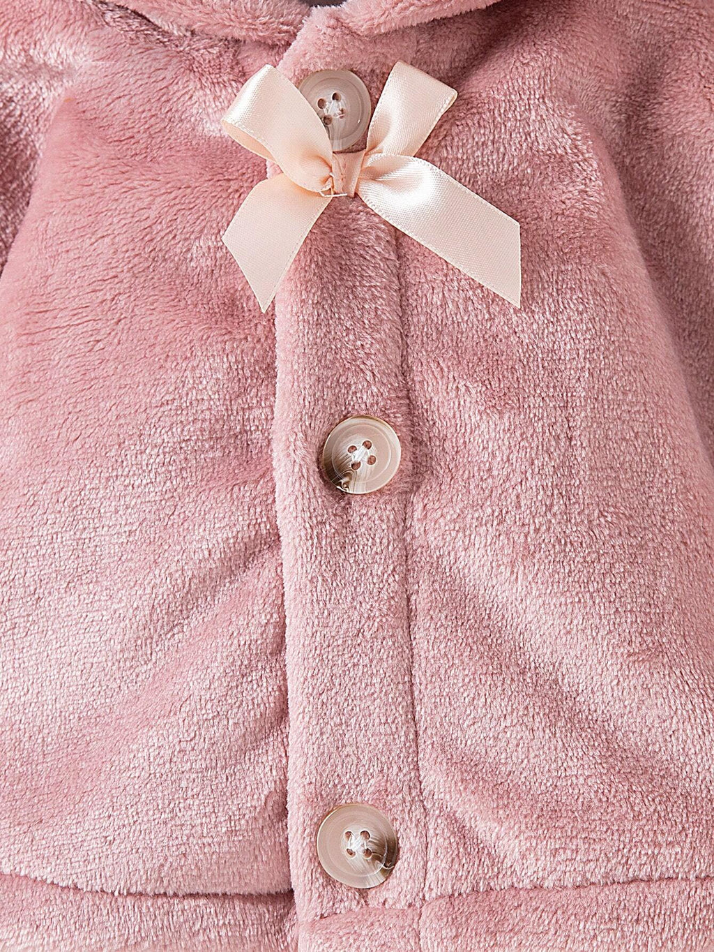 Baby Girl Plush Hooded Thick Warm Cape Dusty Pink