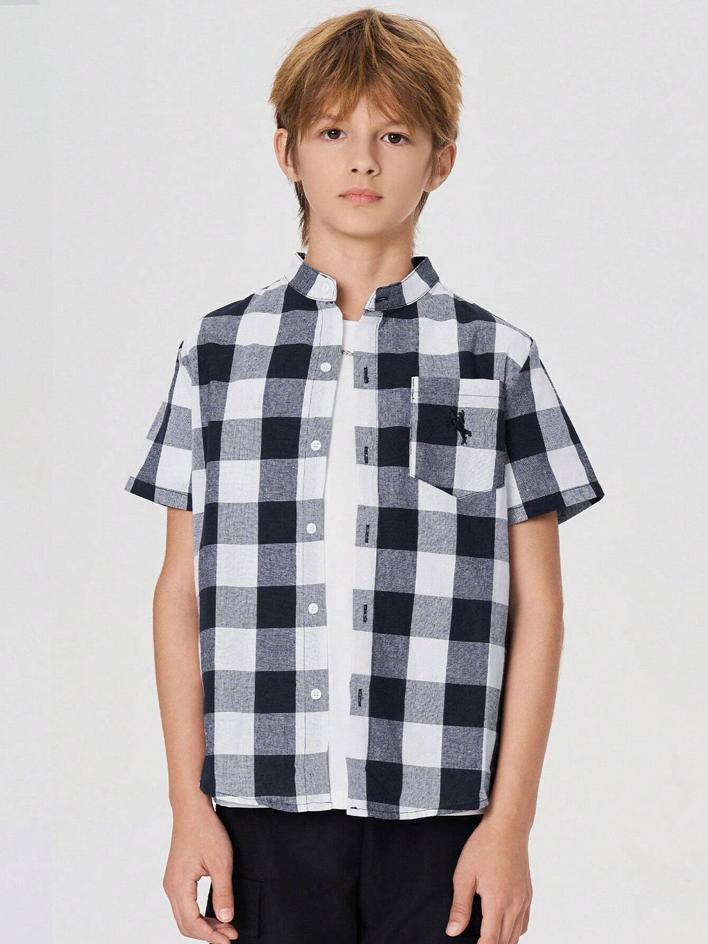 Chemise Garçon Carreaux Broderie Cheval