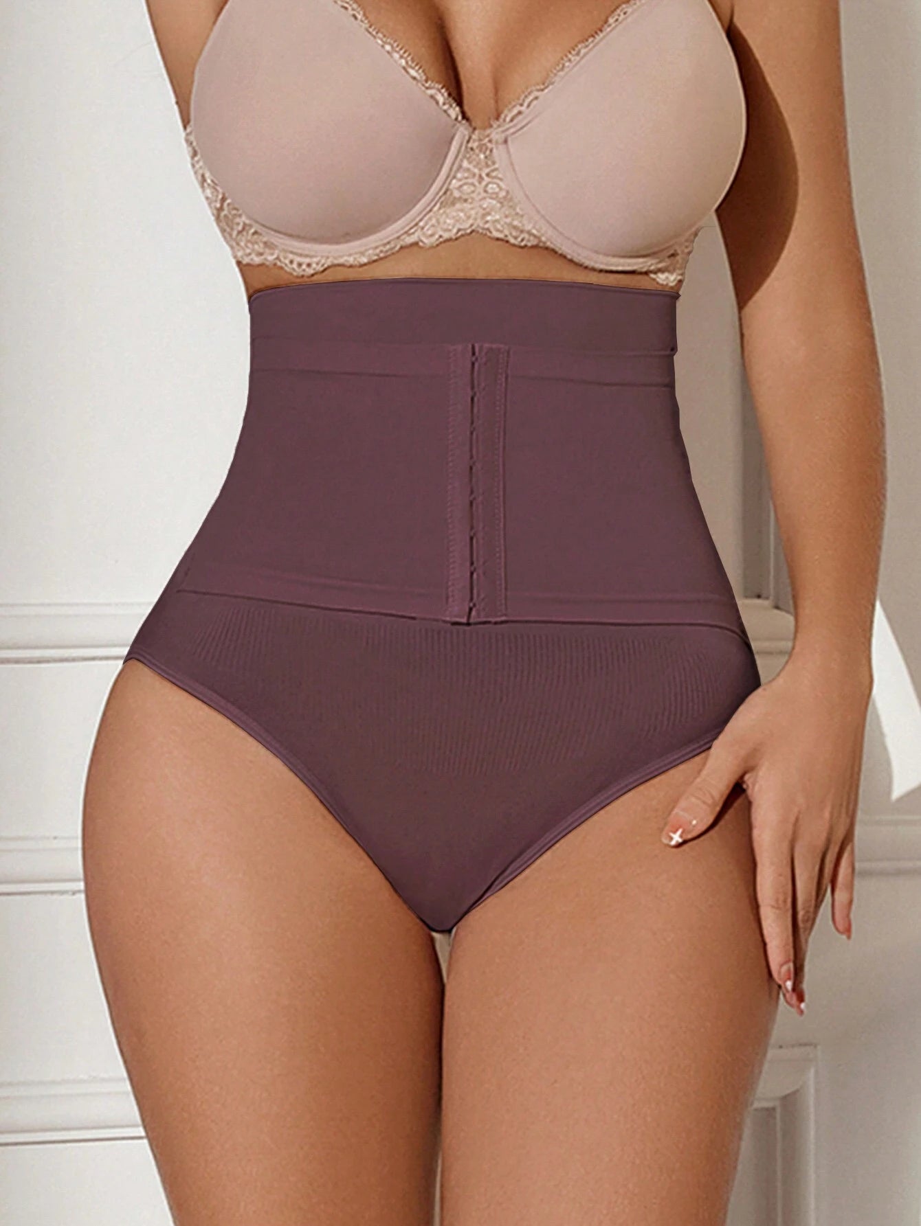Seamless High-Waist Tummy Control Snap-Closure Shapewear Panty